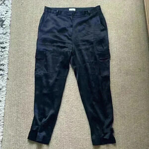Babaton Refined Cargo Pants, black satin pant, size 16.